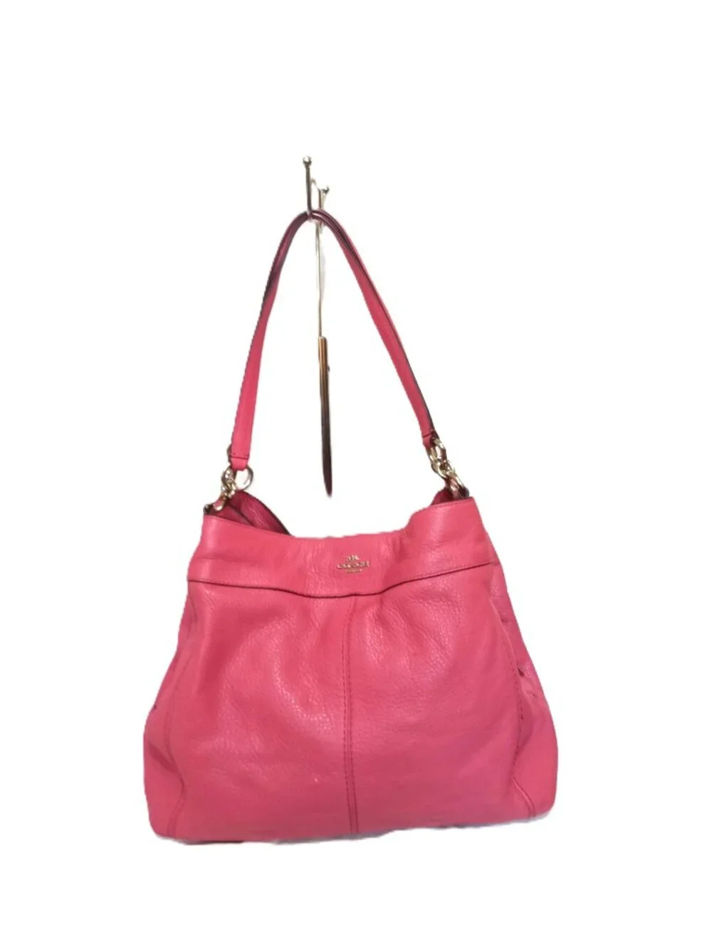 COACH LEXY Pebbled Leather Coral Rose Excellent Preowned Condition